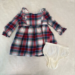 Gap 6-12 months long sleeve baby dress Christmas plaid